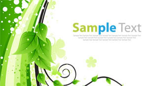 Green Floral Greeting Card Vector I